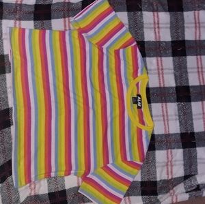 Multicolor retro striped cropped tee